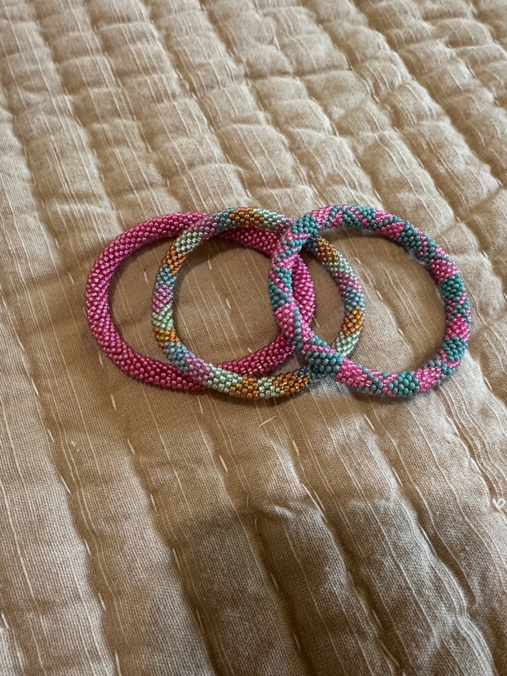 Handcrafted Pink and Multicolor Beaded Bracelet Set - Women’s Fashion Bracelets